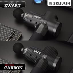 MEZU Massage Gun - 6 Opzetstukken - 30 standen - Spiermassage - Sport en Ontspanning - Massage apparaat - Massage pistool - Professioneel - Draadloos - Zwart — thumbnail 5