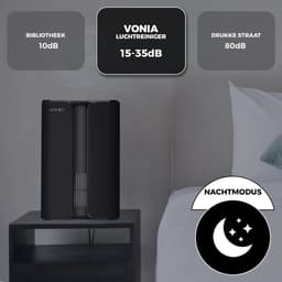 Vonia Luchtreiniger - Air purifier - Luchtreiniger met HEPA filter - Geschikt tot 40 m² - Luchtzuiveraar - Zwart — thumbnail 5
