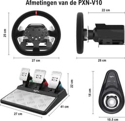 PXN - V10 - Professioneel Racestuur - Force Feedback - Race Stuur - Met Pedalen en Shifter - 270/900°- Geschikt voor - PS4 - Xbox One - PC - Xbox Series X|S - PS3 — thumbnail 3