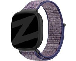 Bandz nylon loop band - geschikt voor Fitbit Versa 3 / Fitbit Sense - Hoogwaardig nylon materiaal smartwatch bandje - Nylon horlogeband met klittenbandsluiting - blauw mix nylon bandje