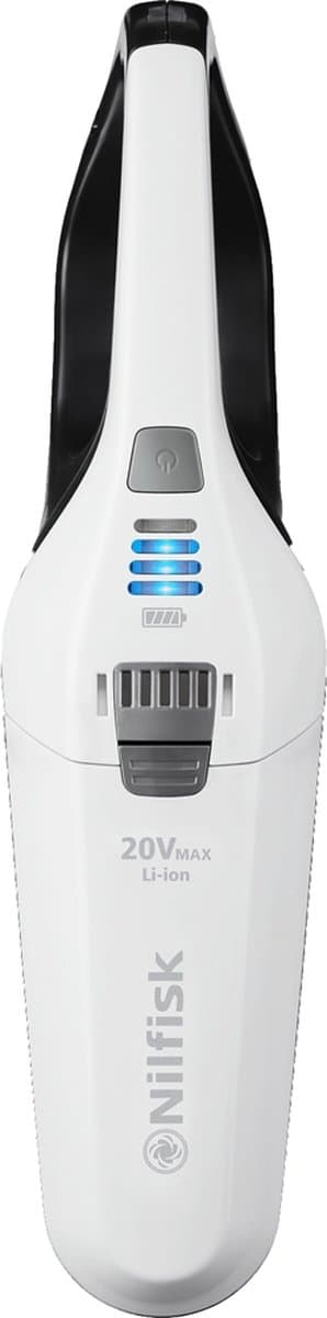 Nilfisk Quick 20V Wit – Draadloze kruimelzuiger met krachtige 20V accu, 12 minuten gebruiksduur en laadstation — afbeelding 1