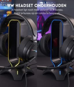 StayPowered Headset Houder - Jouw Ultieme Gaming-Headset Standaard & USB-Hub in Één! - Verschillende Lichtmodi - Multifunctioneel - Elegant en Stabiel Design - Eenvoudige Installatie - Zwart - Levering Sneller dan Aangegeven! — thumbnail 5