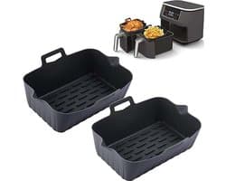 Airfryer Bakpapier - Airfryer Accesoires - Wegwerpbakjes - Papier Bakjes -air fryer papier- Bakpapier-Siliconen airfryervoering -2 x zwart-voor rechthoekige airfryers
