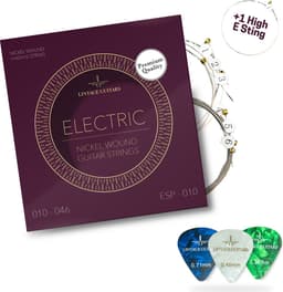 Premium Elektrische gitaar snaren + Extra hoge E snaar - Inclusief 3 Celluloid Plectra - ESP-010 - Nickel Wound — thumbnail 2