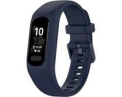 Siliconen Smartwatch bandje - Geschikt voor Garmin Vivosmart 5 siliconen bandje - Strap-it - Donkerblauw - Strap-it Horlogeband / Polsband / Armband