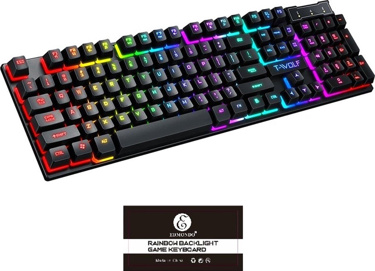 Edmondo Gaming Mechanische Gevoel Toetsenbord - Mechanical Keyboard - LED RGB Verlichting - Bedraad - QWERTY - Computer - Zwart — afbeelding 1