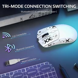 ATTACK SHARK R1 Draadloze Gaming Muis - Wired/2.4G/BT5.2 - Lichtgewicht 59G - PAW3311 - 18000DPI - Wit — thumbnail 3