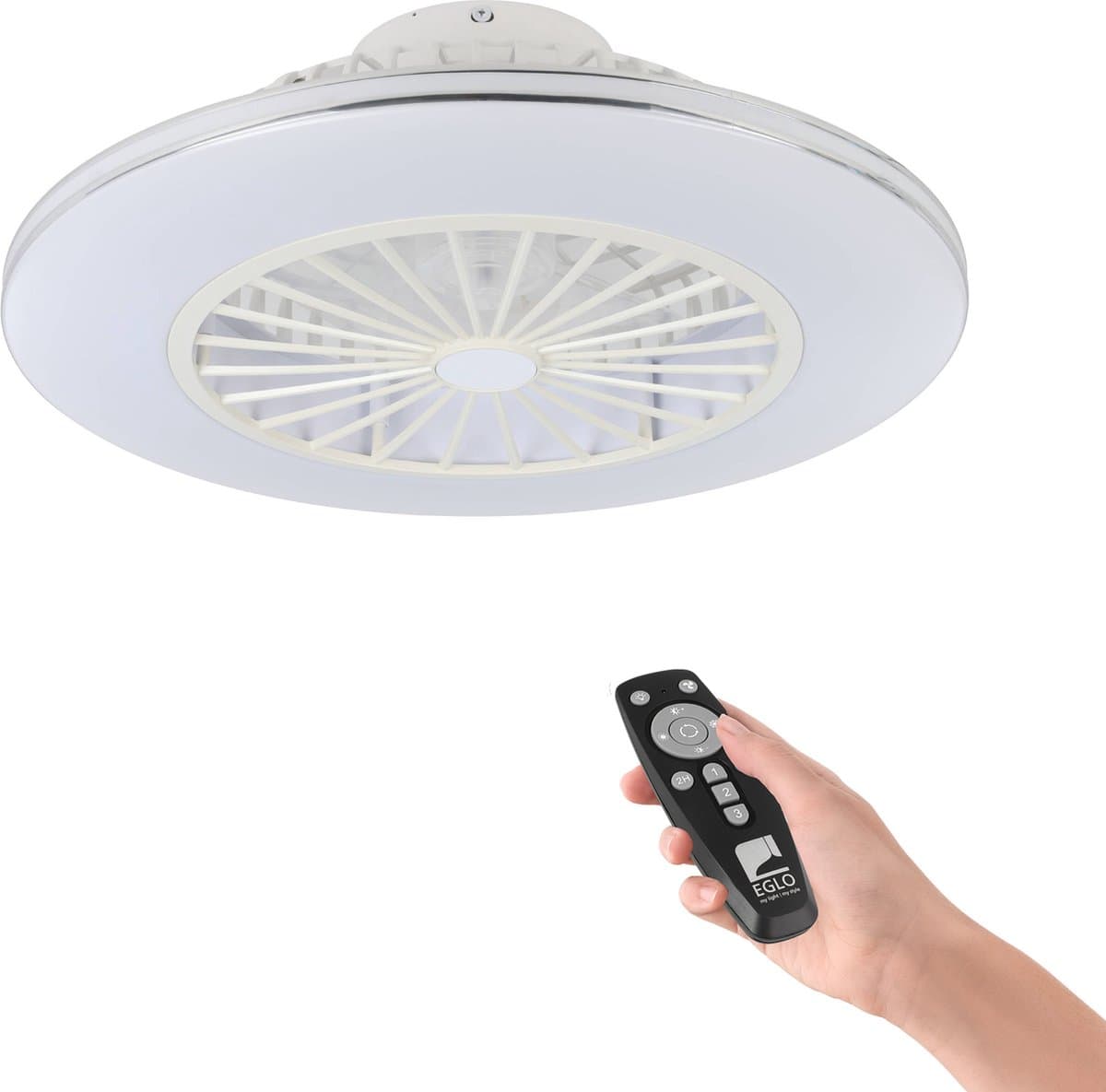 EGLO Lovisca Plafondventilator met lamp - Ø 55 cm - 3 snelheden - Instelbaar wit licht - Dimbaar - AC longer life - Wit/Zilver — afbeelding 1