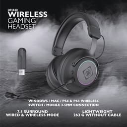 Deltaco Gaming DH440 Draadloze USB Gaming Headset - 7.1 Surround Sound - RGB - Zwart — thumbnail 3