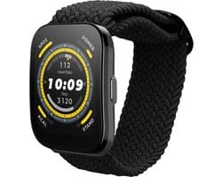 kwmobile nylon bandje voor smartwatch - geschikt voor 22mm Amazfit Bip 6 / Bip 5 Unity / Bip 5 / GTS 3 / Balance 2 / Helio Strap - 14 - 22 cm - Polsbandje in zwart