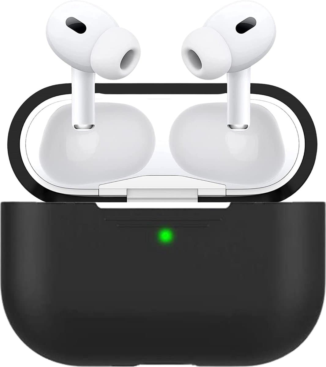 Hoesje geschikt voor Airpods Pro 2 - Schokbestendig siliconen Case Silicone met clip - Zwart — afbeelding 1