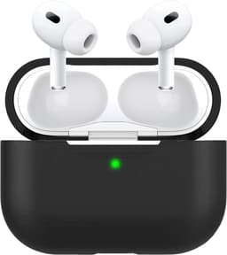 Hoesje geschikt voor Airpods Pro 2 - Schokbestendig siliconen Case Silicone met clip - Zwart — thumbnail 1
