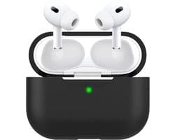 Hoesje geschikt voor Airpods Pro 2 - Schokbestendig siliconen Case Silicone met clip - Zwart