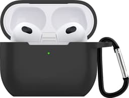 Hoesje geschikt voor Airpods 3 - Schokbestendig siliconen Case Silicone met clip - Zwart — thumbnail 1