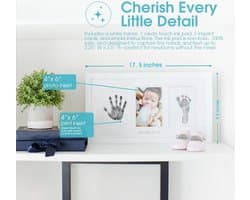Babyprints Pasgeboren Baby Handafdruk en Voetafdruk Fotolijst Kit met Inbegrepen Veilig voor Baby Clean-Touch Inkt Pad, Wit, Memorabele Doop Keepsake, Gift voor elke nieuwe moeder
