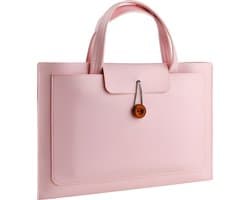 Laptoptas - 14 tot 16 inch - 3 Vakken - Vegan Leer - Laptophoes - Laptop Tas - XPS 15, Acer, Lenovo, ASUS, MacBook Air, Pro, Samsung, ChromeBook - Roze