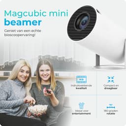 Mini Beamer - Mini Projector - Android 11 - 4k support - hy300 - 8000 lumens - led lamp - Wifi Bluetooth HDMI - Wit — thumbnail 5