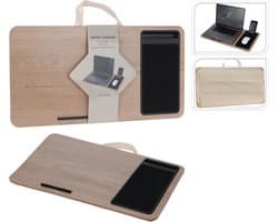 Schootkussen Dienblad - Bedtafel voor Laptop en Telefoonhouder - Ideaal voor Thuiswerken en voor op Bed - Lichtbruin