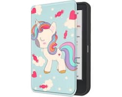 Hoes Geschikt voor Kobo Clara Colour Hoesje Bookcase Cover Book Case Hoes Sleepcover - Eenhoorn
