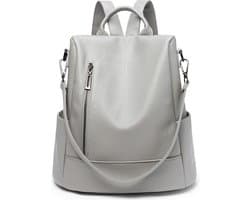 Rugzak - Dames Rugtas - Kwalitatieve Kunstleren Rug Tas - Duurzaam en Stijlvol - Dames - Anti-Diefstal Rugzak - Spatwaterdicht - Laptop - Boekentas - Werk - School - City Rugzak Meisje - zacht PU-leer - Kunstleer - Dames - Waterdicht - grijs
