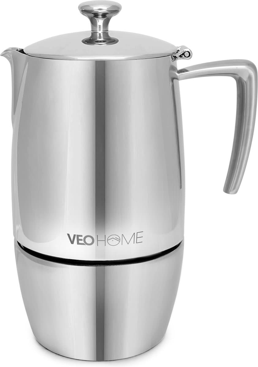 Espressomaker VeoHome 500ml RVS - Percolator inductie - Moka pot 10 kops - Robuuste, Compatibel met Alle Kookplaten — afbeelding 1