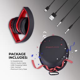 PowerLocus P1 Bluetooth Koptelefoon – Draadloos – Over Ear – Met Microfoon – Inklapbaar - incl. Hoes – Zwart/Rood — thumbnail 5