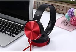 Headset met Microfoon - Computer Headset - Koptelefoon met Microfoon - Headset - Laptop - Koptelefoon - 3.5mm - Plug & Play 450AP (rood) — thumbnail 2