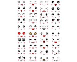 Ainy Emoji Stickers Groot - set van 4 stickervellen om je schoolspullen, bullet journal, fotoalbum, laptop, telefoon en waterfles levendig te maken - kawaii expressie voor jong en oud