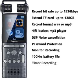 DrPhone MIC3 - Professionele Digitale Spraak gestuurde Audiorecorder met OLED scherm - Auto Opname - 32GB Opslag - Opname 1536Kbps DSP Ruisonderdrukking — thumbnail 4
