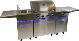 Paralux Gasbarbecue Buitenkeuken - 4 branders - Incl. zijbrander - Wasbak + kraan - Gietijzeren rooster - LED verlichting — thumbnail 1