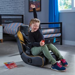 Gamestoel voor kinderen - X Rocker Shadow - inklapbaar - 2.0 audio - 2 speakers - floor rocker – zwart/goud — thumbnail 4