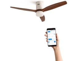 CREATE - Plafondventilator 40W silent Ø132 cm - Met Verlichting drie temperaturen - Met Wifi + Afstandsbediening - 6 Snelheden - Timer - Zomer/Winter functie - Wit - WIND CALM — afbeelding 1
