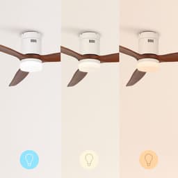 CREATE - Plafondventilator 40W silent Ø132 cm - Met Verlichting drie temperaturen - Met Wifi + Afstandsbediening - 6 Snelheden - Timer - Zomer/Winter functie - Wit - WIND CALM — thumbnail 5