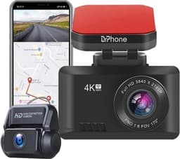DrPhone D07 – 4K Dash Cam – 170 Graden – Full HD Dashcamera - Met Achteruit Rij Camera– 2.4 Inch – Met Nachtzicht – Zwart — thumbnail 1