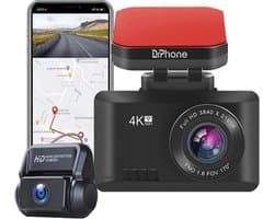 DrPhone D07 – 4K Dash Cam – 170 Graden – Full HD Dashcamera - Met Achteruit Rij Camera– 2.4 Inch – Met Nachtzicht – Zwart