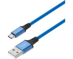 Micro USB kabel 1 meter | Datakabel Oplaadkabel | USB-A naar Micro USB 1M | Fastcharger Quickcharge Snelladen | Gevlochten kabel geschikt voor Samsung Smartphone Telefoon | Controllers | Koptelefoons | Kobos E-reader - Blauw LB112
