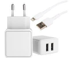 2.1A USB Snellader + USB naar 8-PIN Kabel - 2 Meter - 12W Fast Charger - Geschikt voor iP SE, 7, 8, X, Xr, Xs, Xs Max, 11, 12, 13, 14