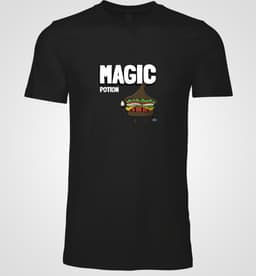 Shirt - Magic potion - Wurban Wear | Grappig shirt | Dieet | Unisex tshirt | Fast food | Airfryer | Sport | Verwenpakket | Wit & Zwart — thumbnail 4