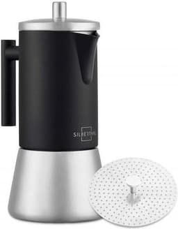 SILBERTHAL Inductie Espressopercolator van Roestvrij Staal - voor 1-6 Kopjes - 300 ml - Zwart — thumbnail 1