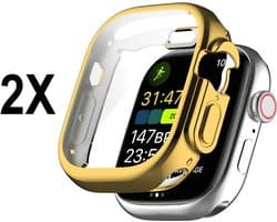 LunaLux® - Screenprotector geschikt voor iWatch Ultra 49mm - Screen protector geschikt voor Apple Watch Ultra - Hoesje - Bescherming - Goud - 2 stuks