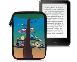 kwmobile Universele Cover voor eReader - Neopreen hoesje Uilboom design meerkleurig / blauw / bruin - 17 x 12 x 2 cm