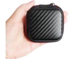 Oortjes Zipper Case – Carbon Zwart – Opbergtas met Rits – 7.5*7.5 cm