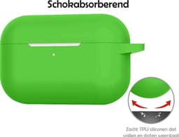 Hoesje Geschikt voor Apple AirPods Pro 2 - Siliconen Hoes met Clip - Silicone Case Cover - Groen — thumbnail 3