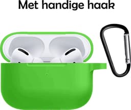 Hoesje Geschikt voor Apple AirPods Pro 2 - Siliconen Hoes met Clip - Silicone Case Cover - Groen — thumbnail 2