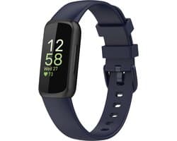 Siliconen Smartwatch bandje - Geschikt voor Fitbit Inspire 3 siliconen bandje - donkerblauw - Strap-it Horlogeband / Polsband / Armband - Maat: Maat S