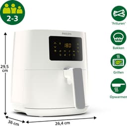 Philips Airfryer Essential 3000 Series - HD9252/00 - 4 liter (L) - Heteluchtfriteuse - RapidAir - Warmhoudfunctie — thumbnail 2