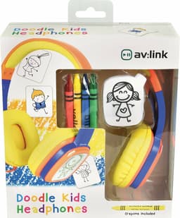 AV:Link geel-blauwe doodle design je eigen hoofdtelefoon voor kinderen — thumbnail 4