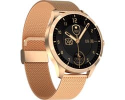 Belesy® Y6 Pro 2022 - Smartwatch Dames - Smartwatch Heren - Android - IOS - Horloge - 1.28 inch - Kleurenscherm - Stappenteller - Bloeddruk - Hartslag - 75+ Wijzerplaten - Sporten - Staal - Goud - Moederdag