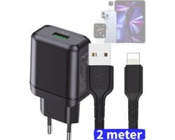 18W USB Power Adapter - Geschikt voor iPhone - Oplader met USB naar 8-PIN Kabel - 2 Meter