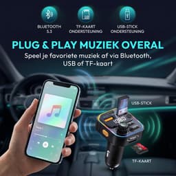 Fm Transmitter Bluetooth - Carkit - Autolader - USB-C Adapter 22.5W - Bluetooth 5.3 - USB Adapter - SD Kaart - Oplader — thumbnail 5